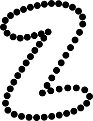 Vector of lowercase letter Z in dashed line style. Ideal for kids tracing worksheets, coloring pages, and educational materials.