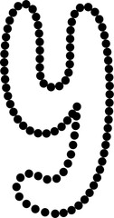 Vector of lowercase letter Y in dashed line style. Ideal for kids tracing worksheets, coloring pages, and educational materials.