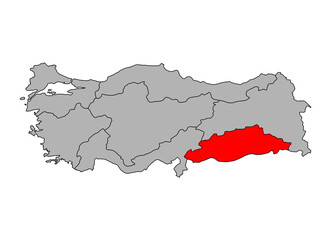 Southeastern Anatolia Region of Turkey map symbol shape, travel web concept icon vector illustration .