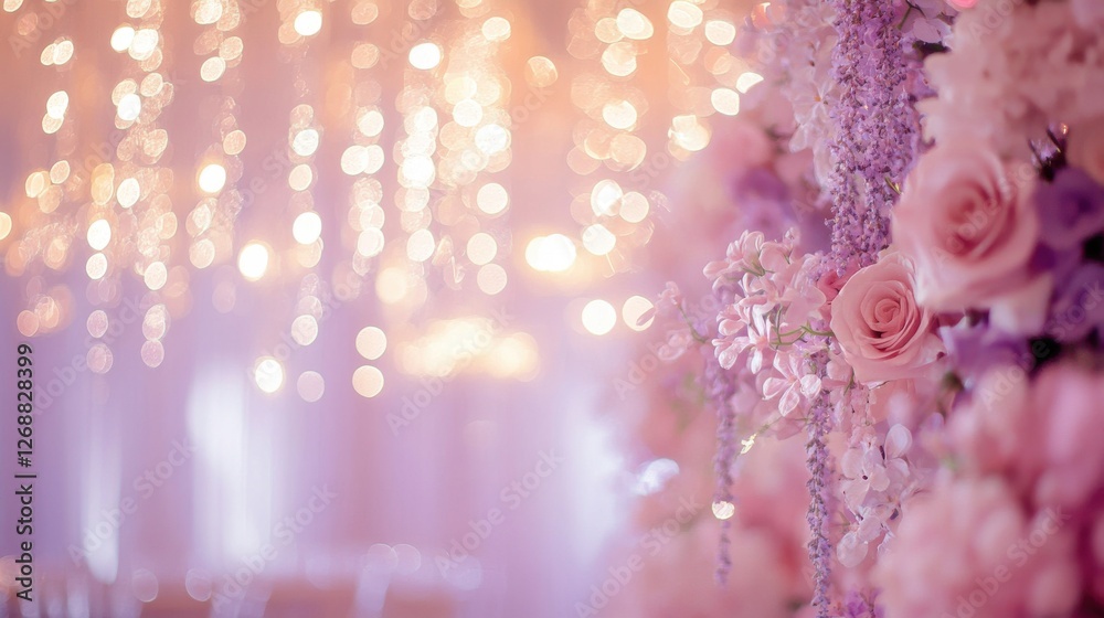 Aufkleber soft lavender gradient blends harmoniously with floral displays and sparkling lights for a serene at