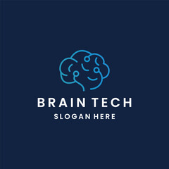 brain technology logo design vector template