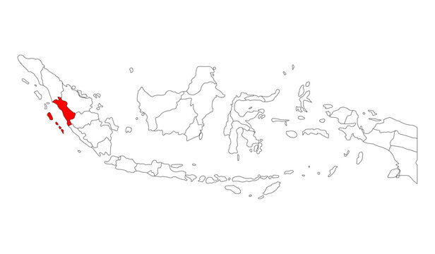Indonesia detailed West Sumatra map shape, Flat web graphic concept icon symbol vector illustration .