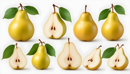 pear fruit set isolated on white background