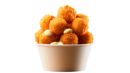 Golden Fried Cheese Balls Tasty Snack for Appetizers and Restaurant Menus, isolated on transparent background.