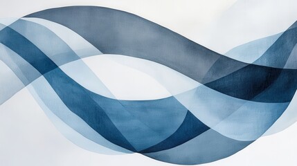 Abstract artwork featuring pencil strokes in muted blue and gray tones creating flowing arcs and curves