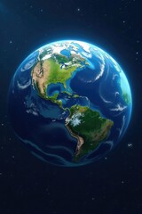 Fototapeta premium Planet Earth from space with blue oceans and green forests, nature, environment, earthscape