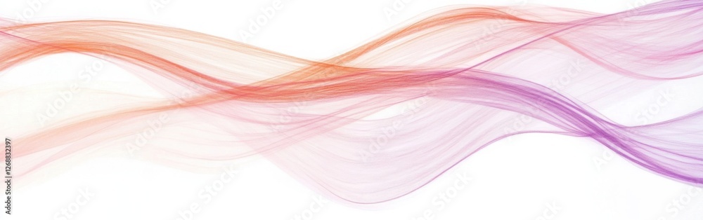 Leinwandbilder soft arcs of pencil strokes create a calming pastel coral wave pattern across a bright background
