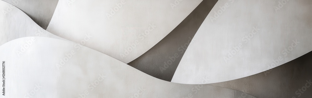 Leinwandbilder overlapping geometric layers creating a soothing composition in pale shades of gray and off-white to