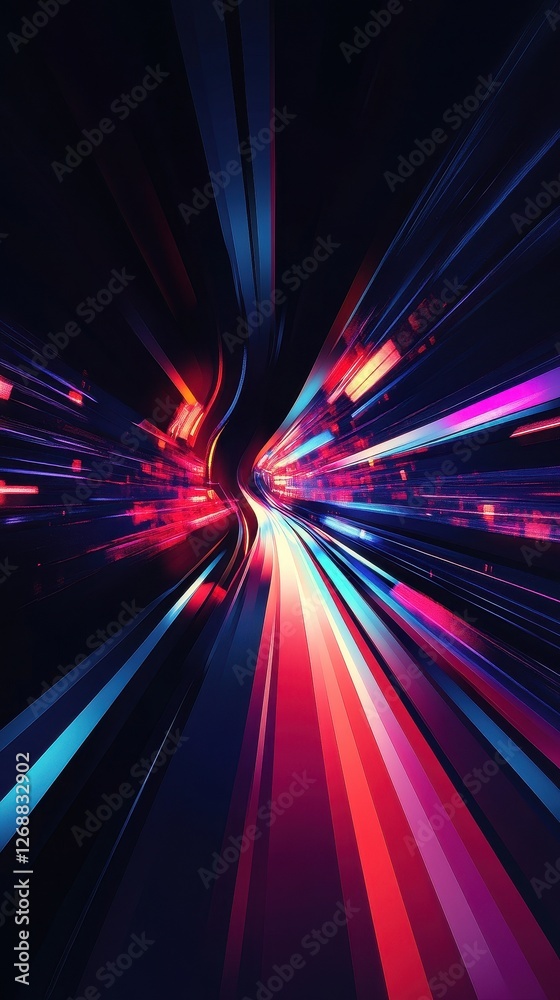 Wall mural abstract rendering shows a perspective view through light tunnels