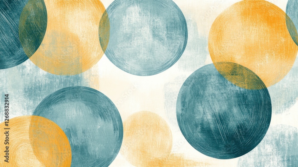 Aufkleber Overlapping muted pencil strokes create harmonious circular patterns in soft colors on a textured background
