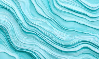 Abstract Fluid Art in Soft Turquoise and White Wave Patterns