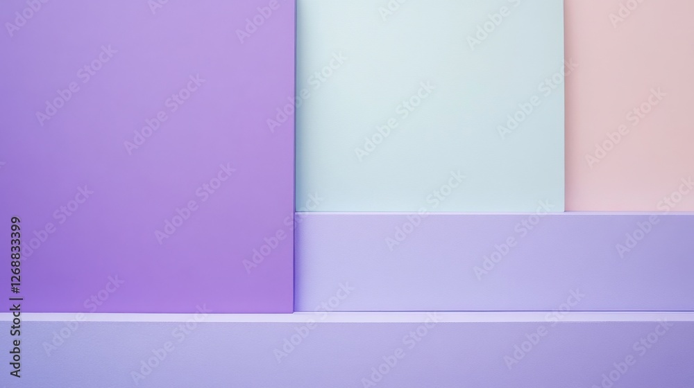 Poster pastel mint and lavender geometric shapes create a calming minimalist background perfect for modern 