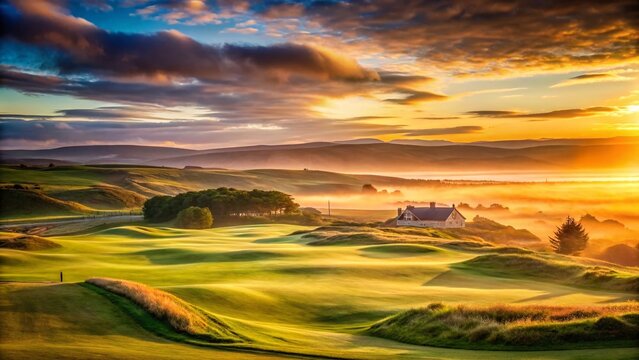Brora Golf Course Dawn: Panoramic View from Clubhouse