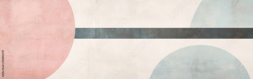 Aufkleber Minimalist abstract design featuring pale blue shapes and a striking horizontal line in a tranquil setting