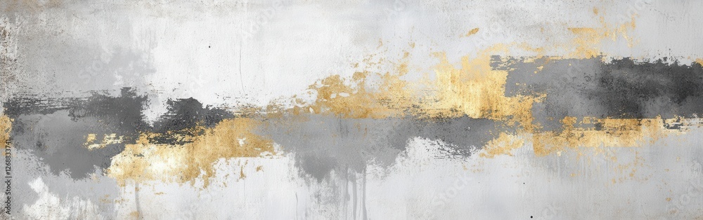 Poster minimalist design featuring irregular pencil strokes with metallic accents in soft tones