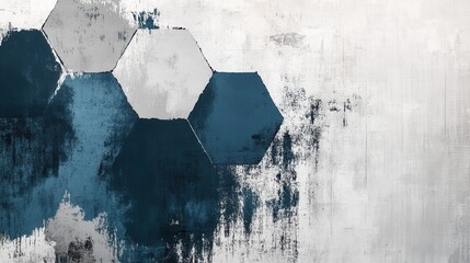 Bold minimalist design featuring geometric shapes and textured brush strokes in a modern setting