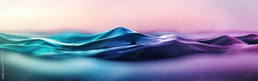 Poster Gradient wave layers create a stunning visual experience in emerald green sapphire hues