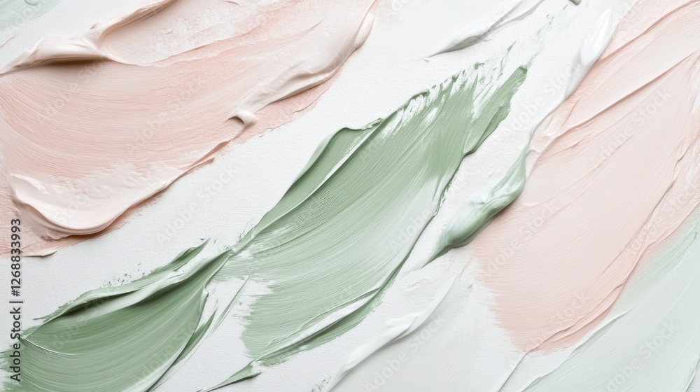 Aufkleber soft pastel strokes create an elegant and serene backdrop in muted pink and green on a white canvas