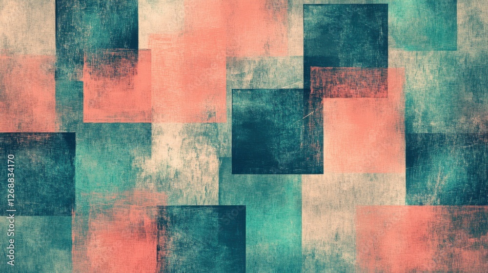Poster Faint pencil strokes create a textured abstract design blending muted colors and geometric shapes on a subtle background