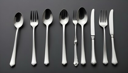Cutlery set with Fork, Knife and Spoon isolated on white background