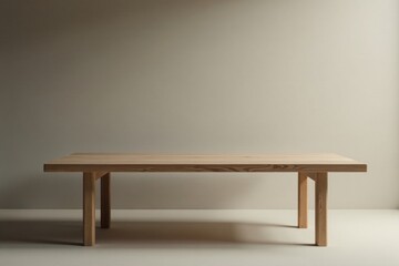 Simple Wooden Table Against Neutral Background A Minimalist Design for Modern Living Spaces