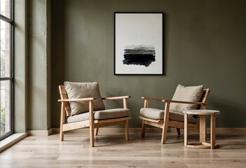 Rustic Interior Mockup, Cozy Modern Rustic Style, Minimalist Home Design, 3D Render