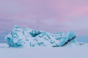 iceberg on the sea ice in Svalbard, Spitzbergen