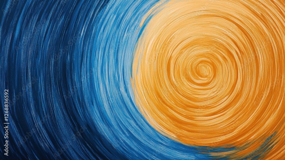 Aufkleber gradient abstract artwork featuring circular pencil strokes in blue and orange tones creating a vibr