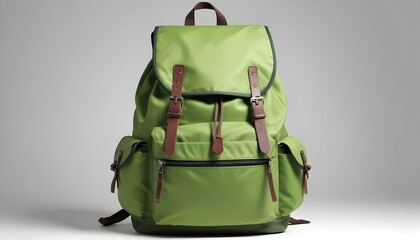 green backpack, isolated over white.