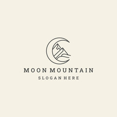 Moon mountain logo icon design template vector illustration