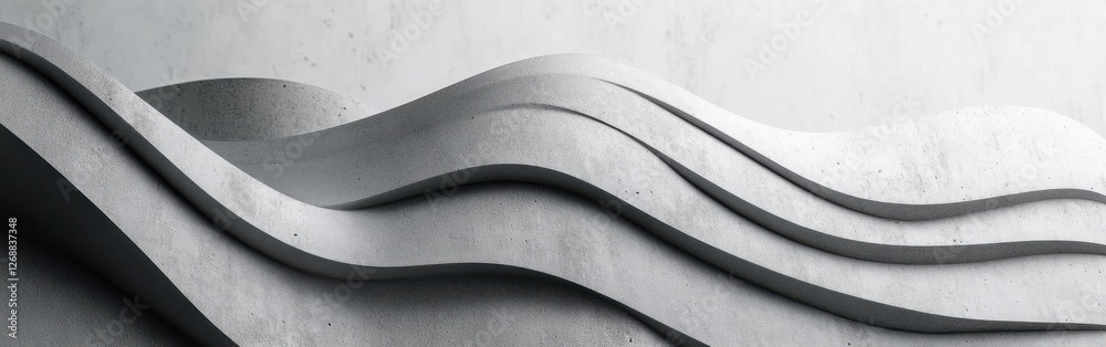 Poster Monochrome abstract pattern showcasing flowing gray curves with a muted texture and depth in a minimalist design