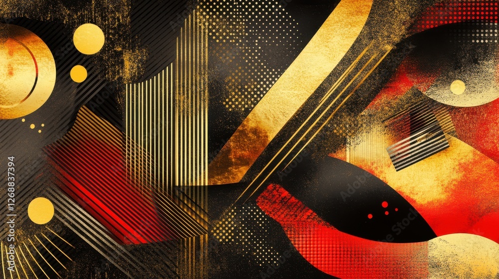 Poster futuristic abstract composition with bold shapes and colors creating a dynamic visual experience