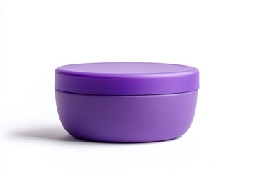 Purple cosmetic jar, studio shot, white background, product packaging