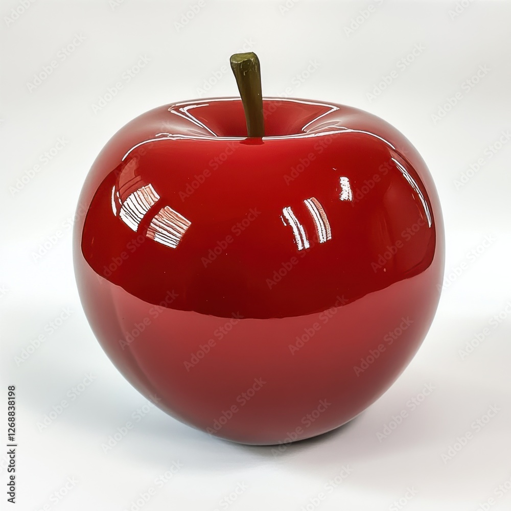 Poster vibrant red apple with glossy finish placed on a neutral background showcasing its allure and freshn