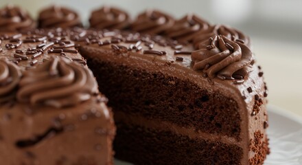 Delicious Chocolate Cake with Sprinkles and Creamy Frosting Ready to Eat