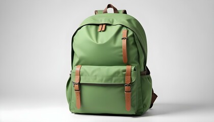 green backpack, isolated over white.