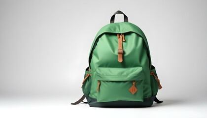green backpack, isolated over white.