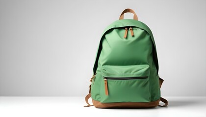 green backpack, isolated over white.