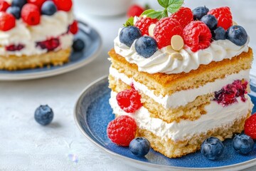 Delightful sponge cake layered with whipped cream and fresh berries for a special celebration dessert