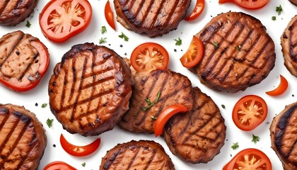 electric grill burger meat isolated on a white background