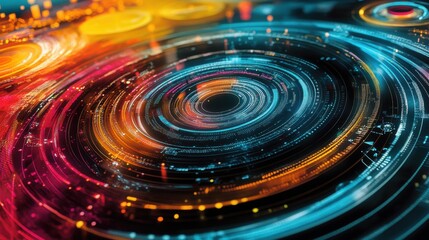 Visual representation of financial data trends with vibrant colors and circular patterns