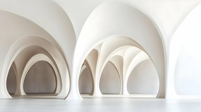 White abstract arches interior architecture design