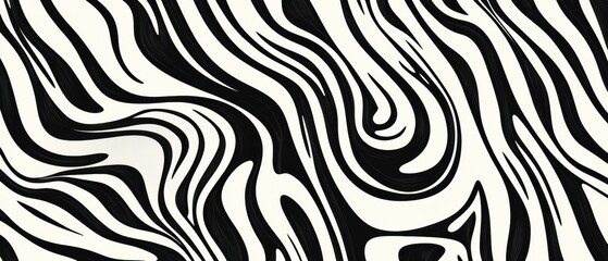 Dynamic Abstract Wavy Lines Pattern in Black and White Perfect for Wallpaper, Banner, Poster or Presentation Design