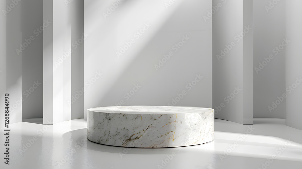 Poster modern minimalist white space with marble display stand