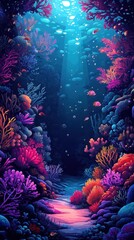 Vibrant coral reef teeming with life under the sea