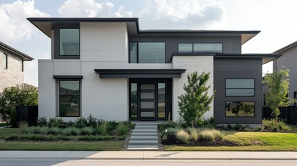Modern Two Story Home with Gray and White Exterior