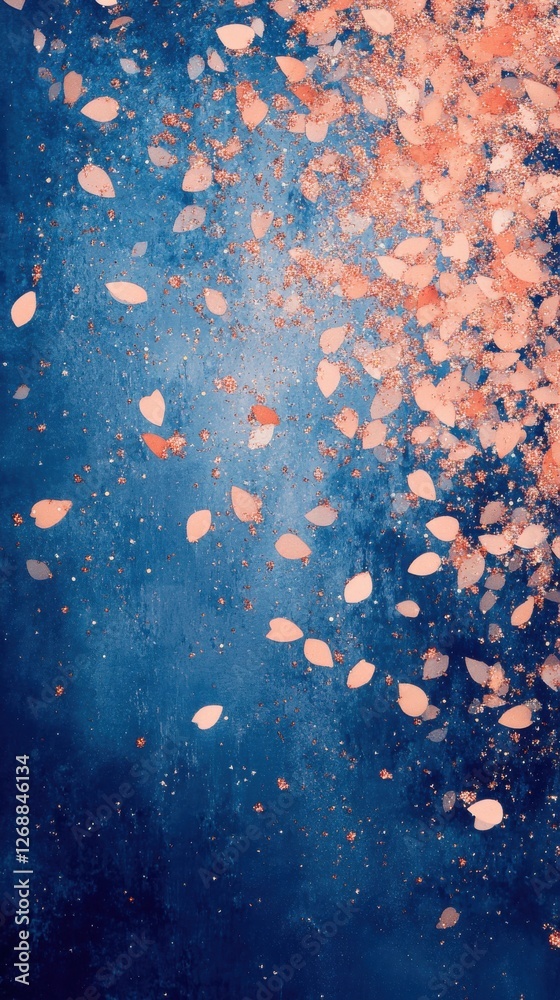 Poster dreamy blend of soft coral and light against a deep blue backdrop creates a serene visual experience