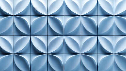 Obraz premium Blue Tile Wall Pattern With Curving Flower Design