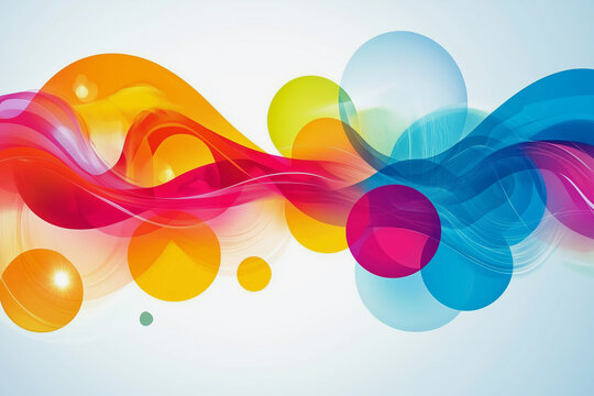 colorful swirl of circles with a blue circle in the middle. The circles are of different sizes and colors, creating a dynamic and energetic composition. Concept of movement and excitement