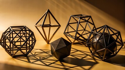 Geometric Forms, Wireframe Models, Abstract Still Life